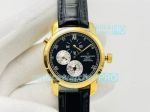 Swiss Replica Vacheron Constantin Malte 42005 Yellow Gold Black Dial Black Leather Watch 41MM